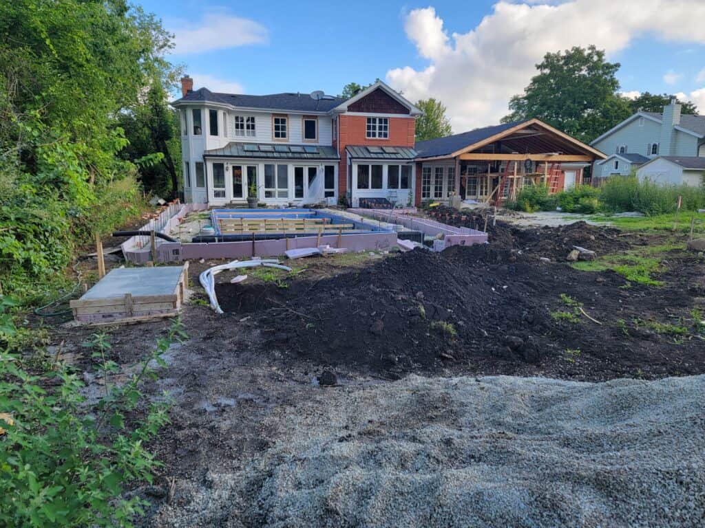 Backyard stripped back before regrading to an engineered grading plan