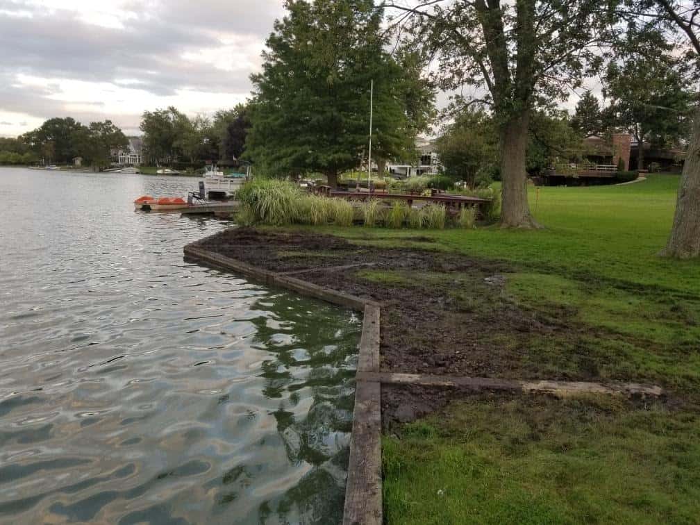 Shoreline stabilised and regraded on a lakefront property